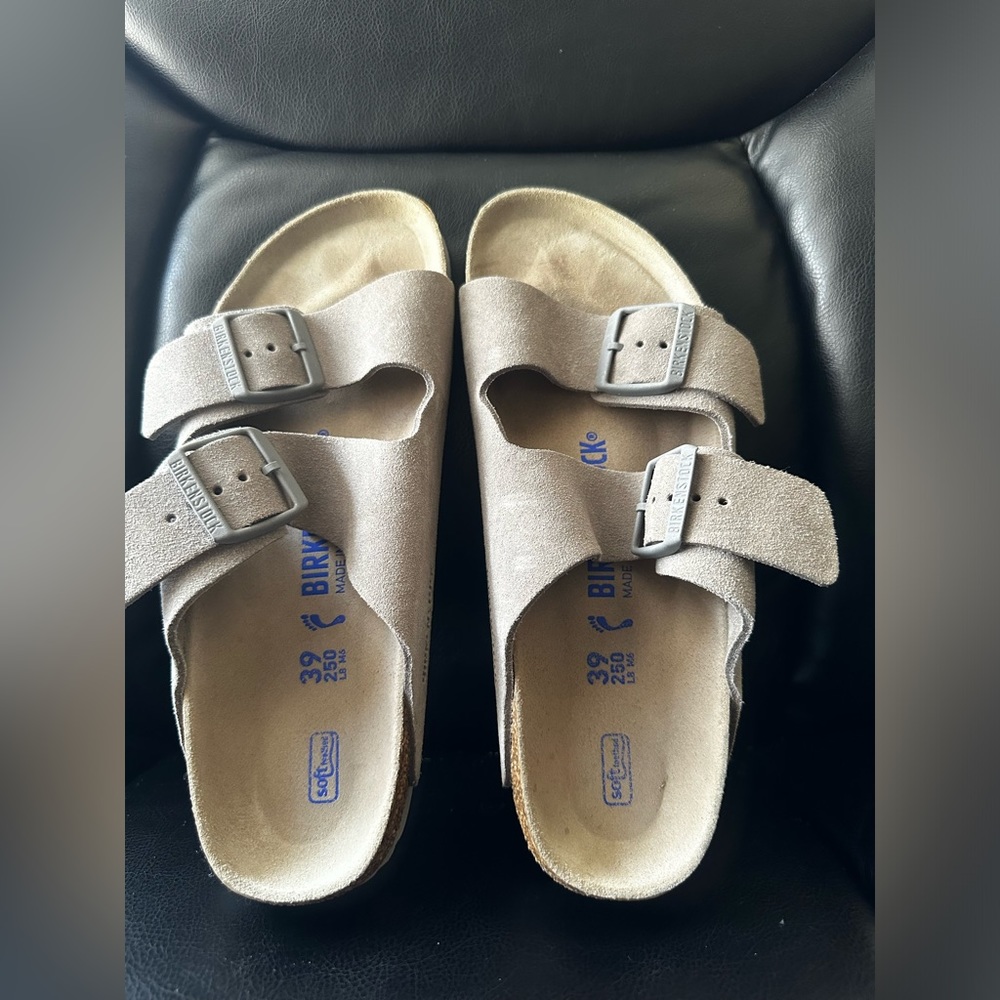 Birkenstock light gray sandals